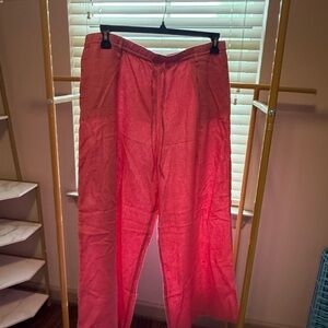 Zara Pink Wide-Leg Elastic-Waist Pants